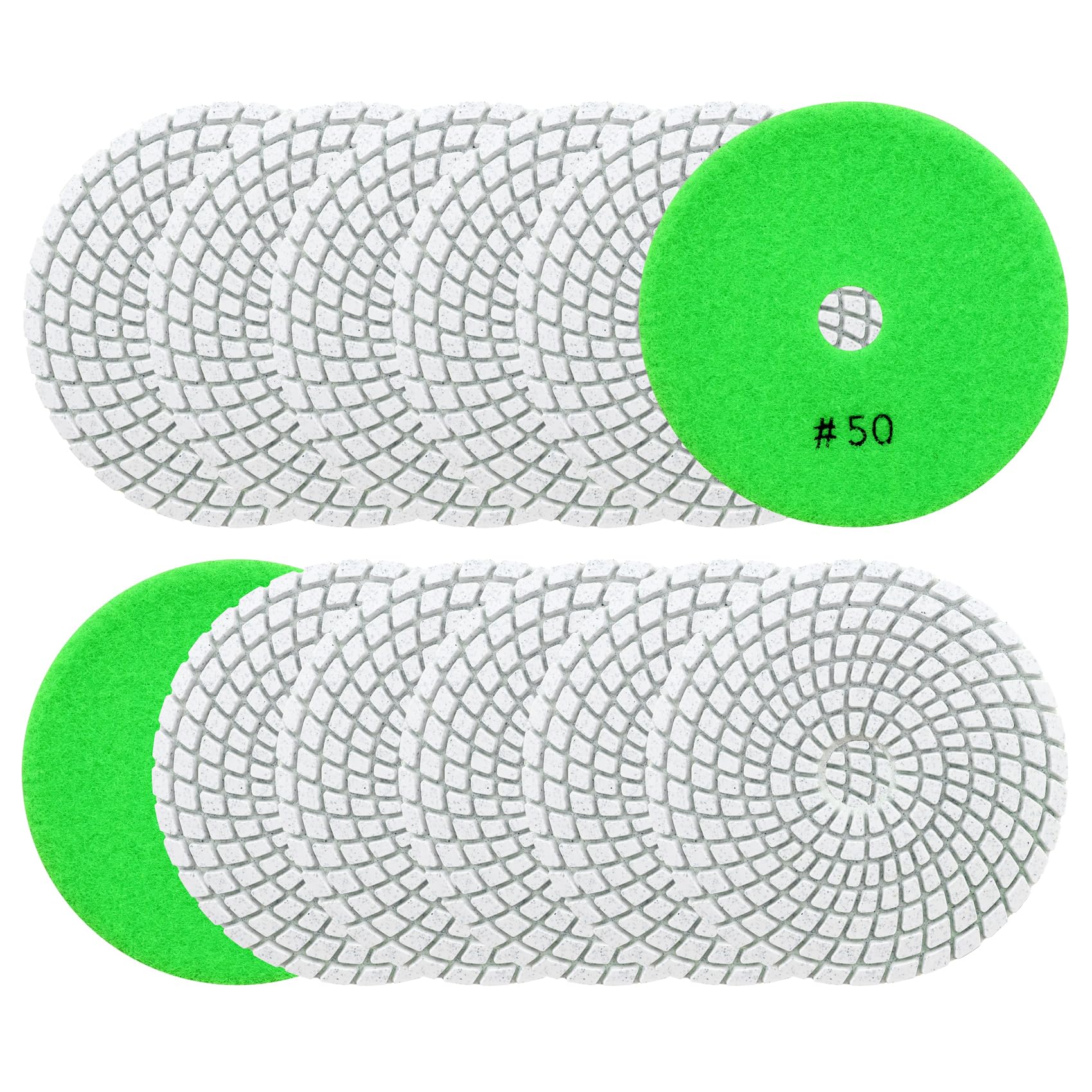 Disques de Polissage Diamant Grain 50 12 Pièces 100mm pour Granit Marbre Pierre Meuleuse d'Angle