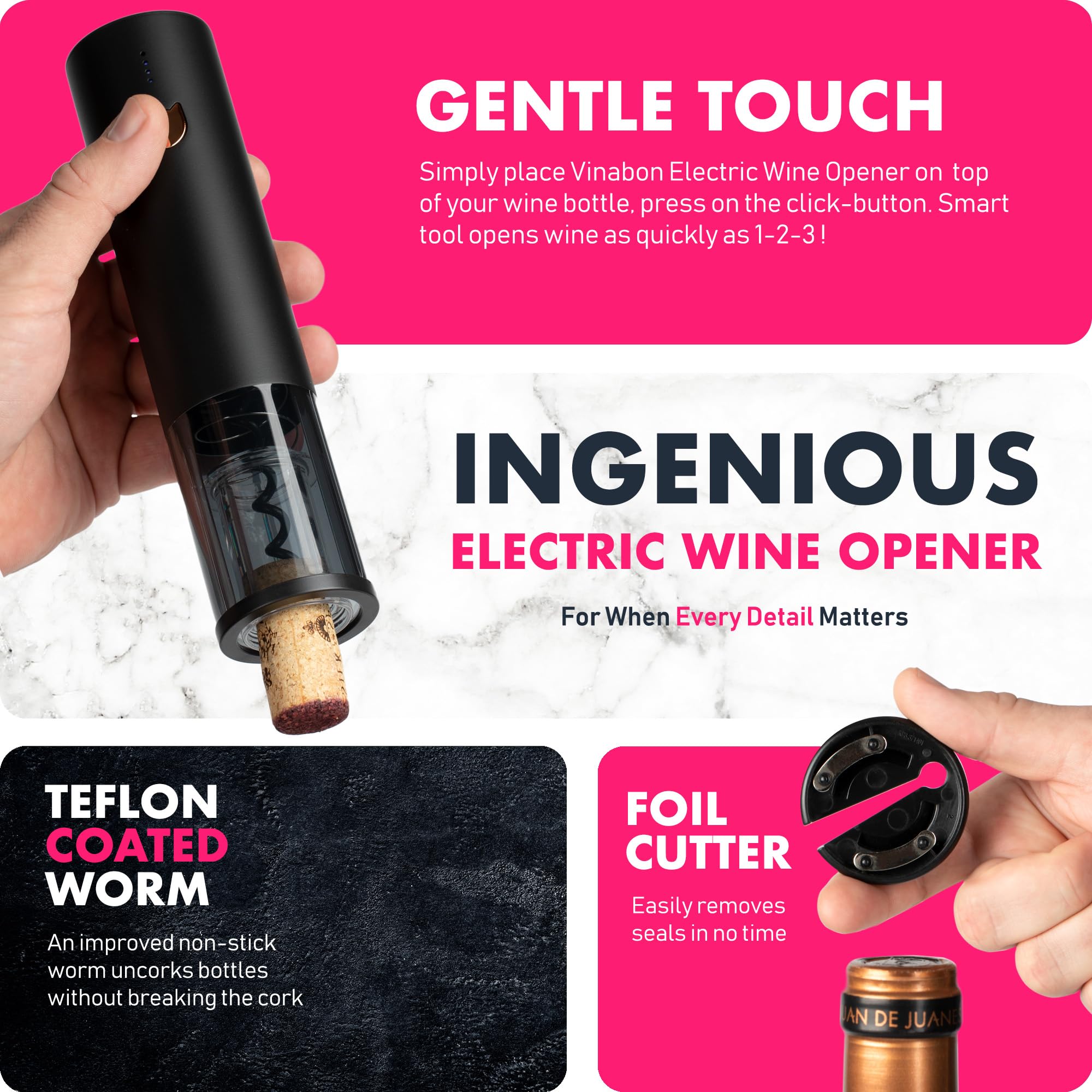 Amazon | VINABON 電動ワインオープナー - プレミアム2025充電式ワイン