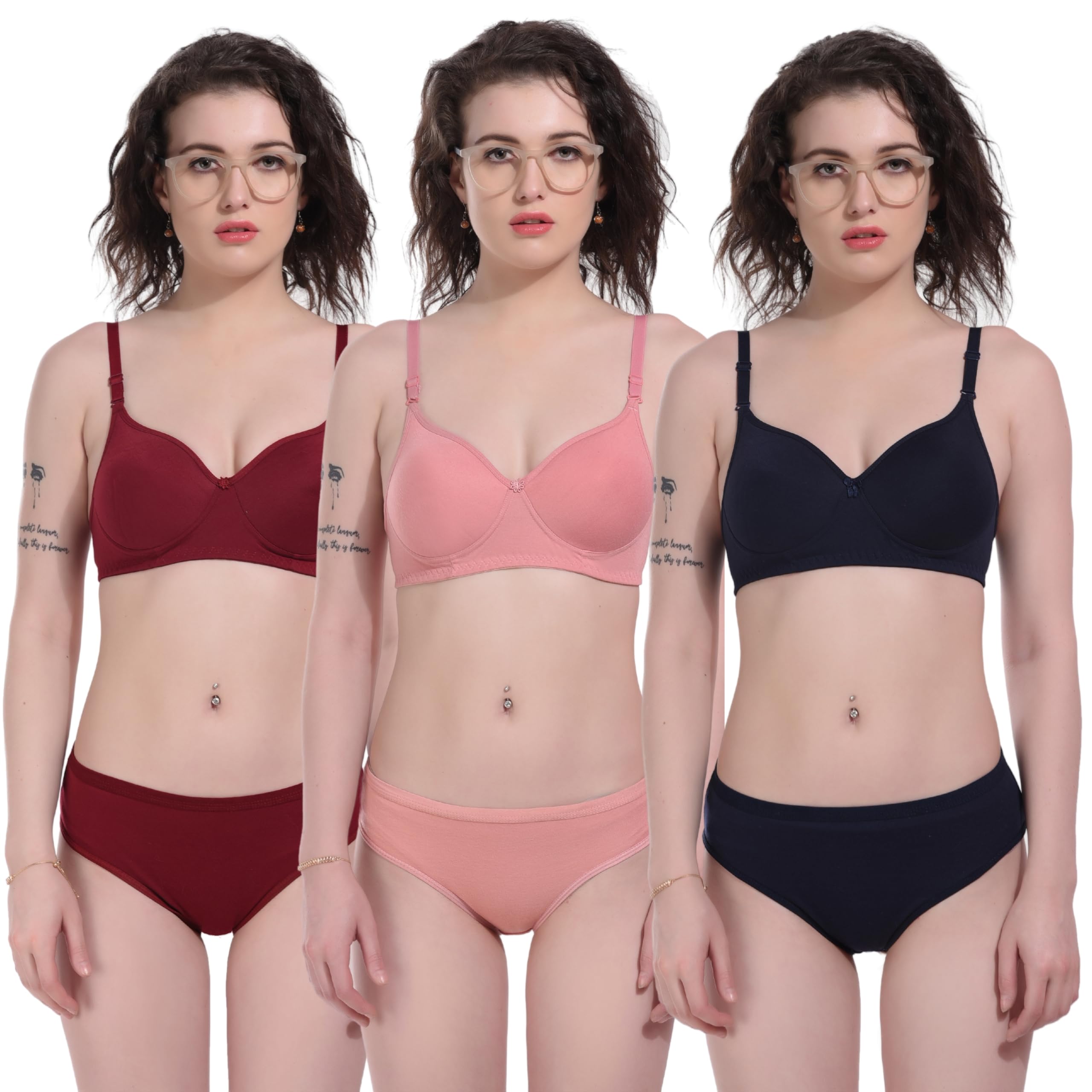 pronest Comfortable Women's Non Padded Bra and Panty Set for Everyday Wear, Pink-picture-9