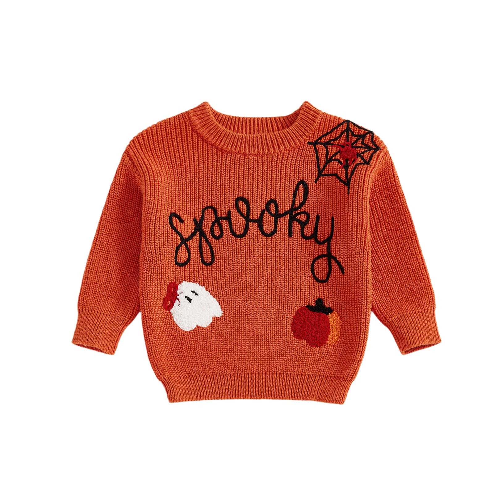 LSFYSZD Toddler Baby Girls Boys Halloween Pumpkin Sweaters Long Sleeve Crew Neck Winter Warm Knitwear Pullover Jumpers Top — view 209