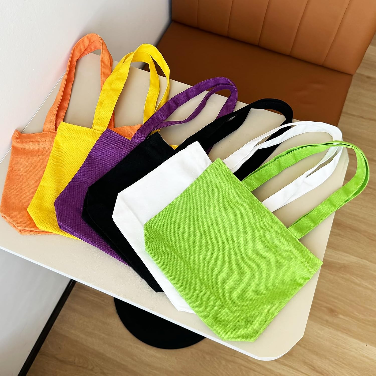 6 Pack Small Canvas Tote Bags with Zipper，Blank Canvas Tote Bags Bulk for Painting Crafts, Diy Gift Bag for Halloween Christmas(colorful)