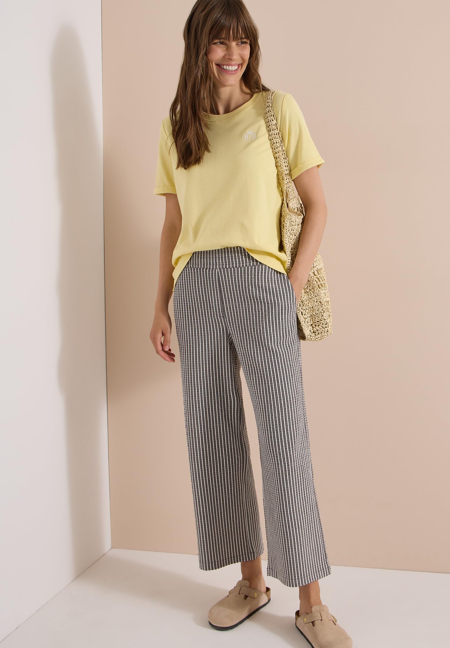 Cecil Damen Wide Leg Hose in Seersucker-Qualität 3818745