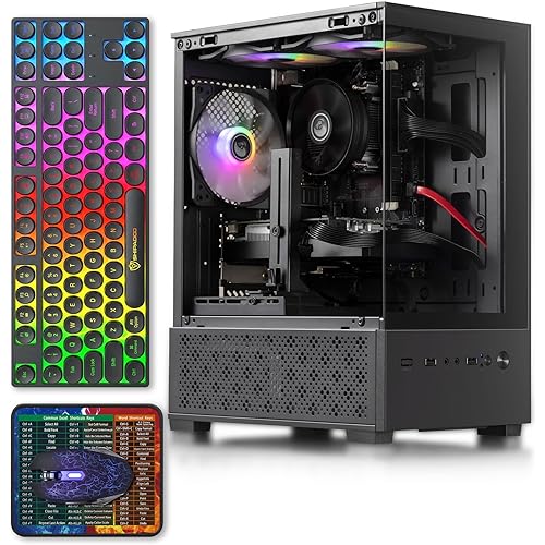 Prebuilt Gaming PC Desktop Computer,Intel Core i5 up to 3.6GHz,RX560 Graphics Card with 4GB Video Memory,16GB RAM, 512GB SSD,Windows11 Home,WiFi 5.0,RGB Fan x4