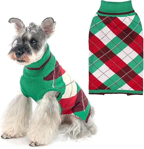 Miniatura 7 de Suéter para perros y mascotas, ropa de punto para mascotas, suéteres clásicos de cuello alto con agujero para la correa, ropa cálida de invierno