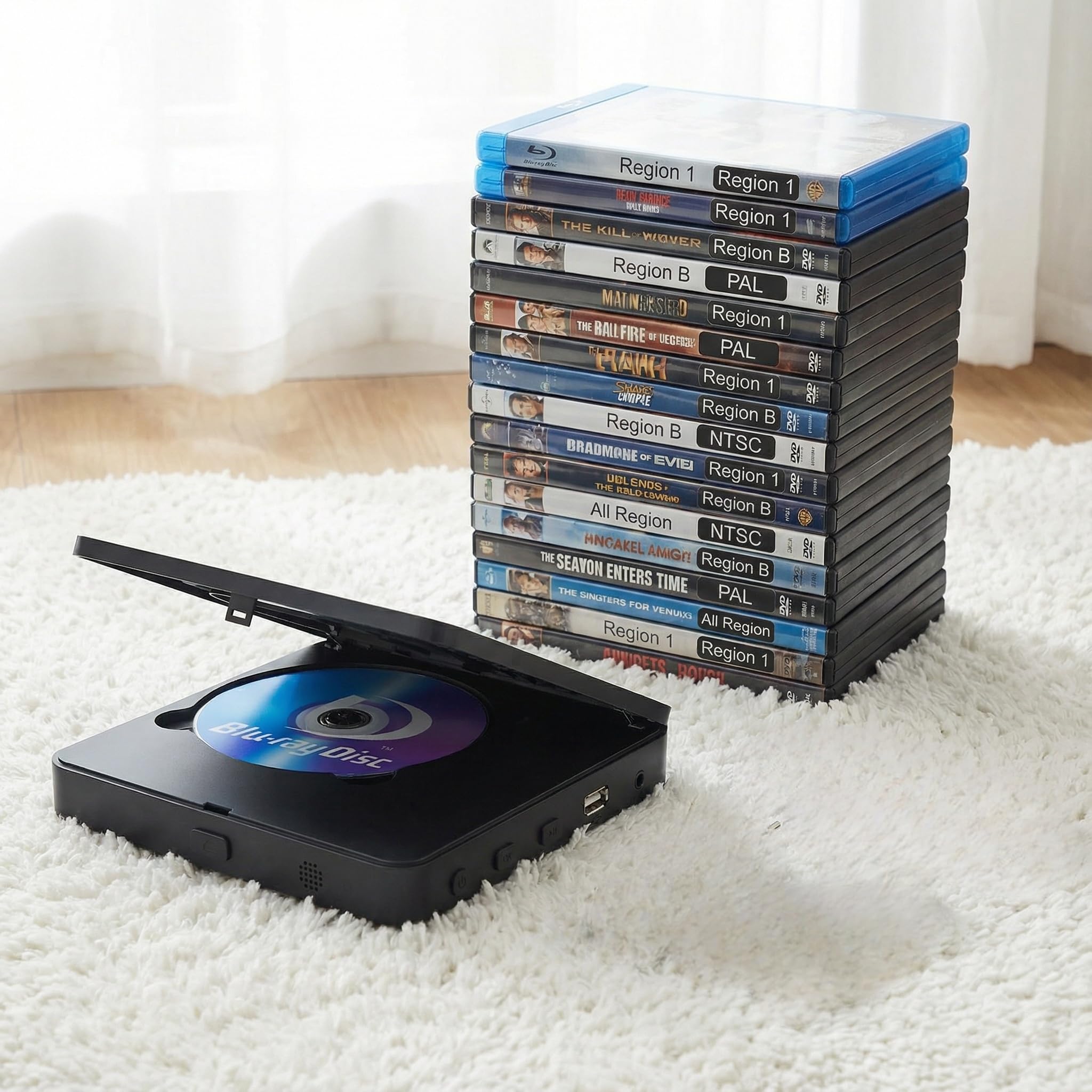 Lecteur DVD Blu Ray 1080P Full HD pour TV avec sortie HDMI AV | Dolby DTS Audio, lecture USB 128 Go, lecteur Blu-ray région A et lecteur DVD de région 1, prise en charge du cinéma maison
