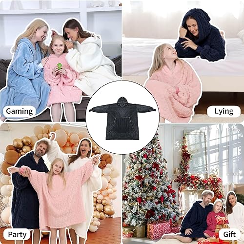 Miniatura 7 de FestiCorp Manta de gran tamaño con capucha para adultos, sudadera extra larga con manga gigante, capucha y bolsillo