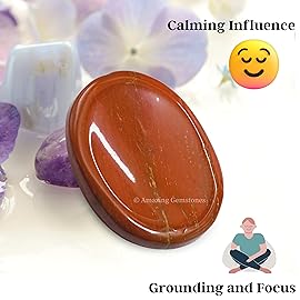 Amazing Gemstone Red Jasper Worry Stone Crystals and Healing Stones - Worry Stones for Stress Relief Gifts - Piedra Crystal Fidget for Meditation - Unique Stocking Stuffers and Birthday Gifts