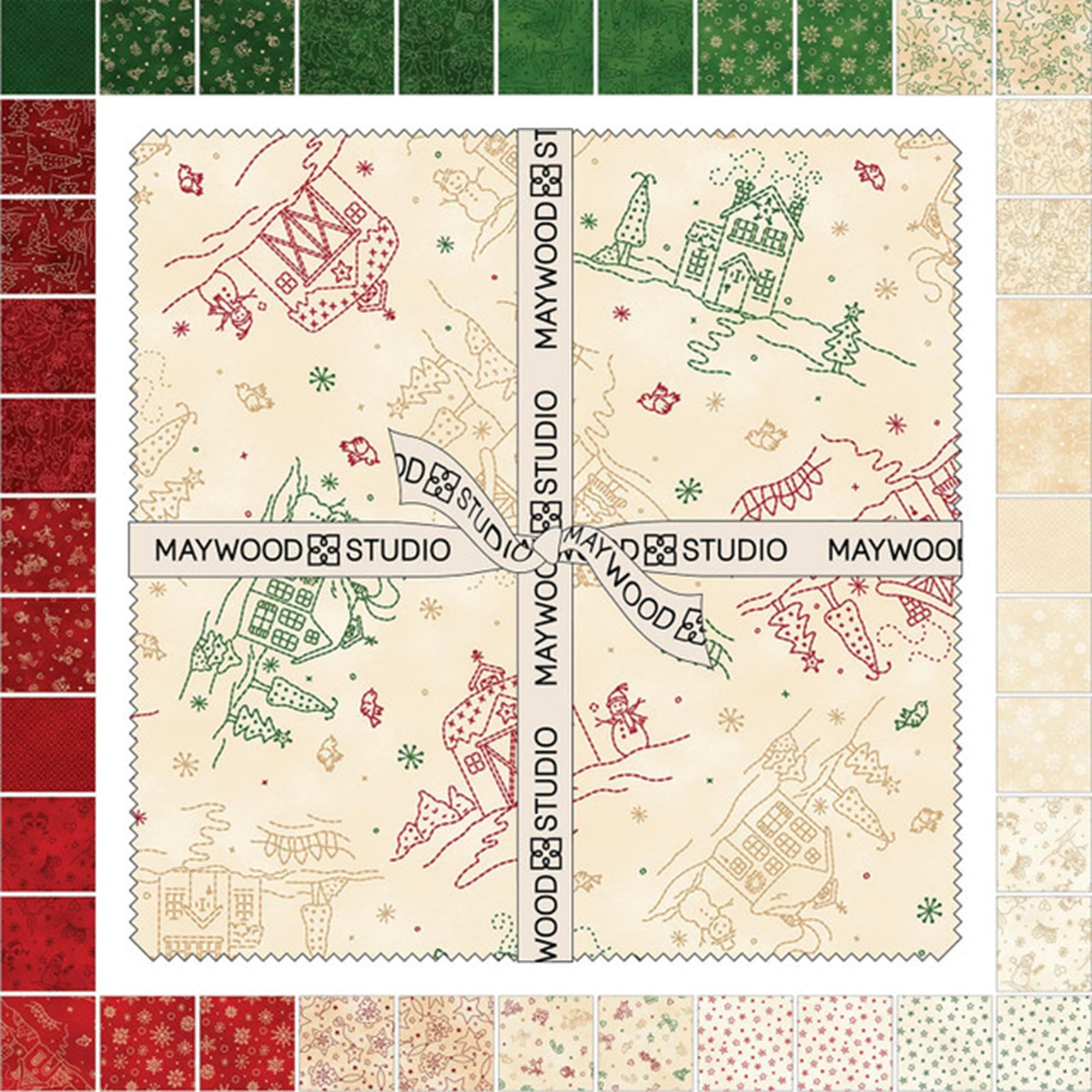 Maywood Studio Assorted Christmastime 10" Squares 42Pcs