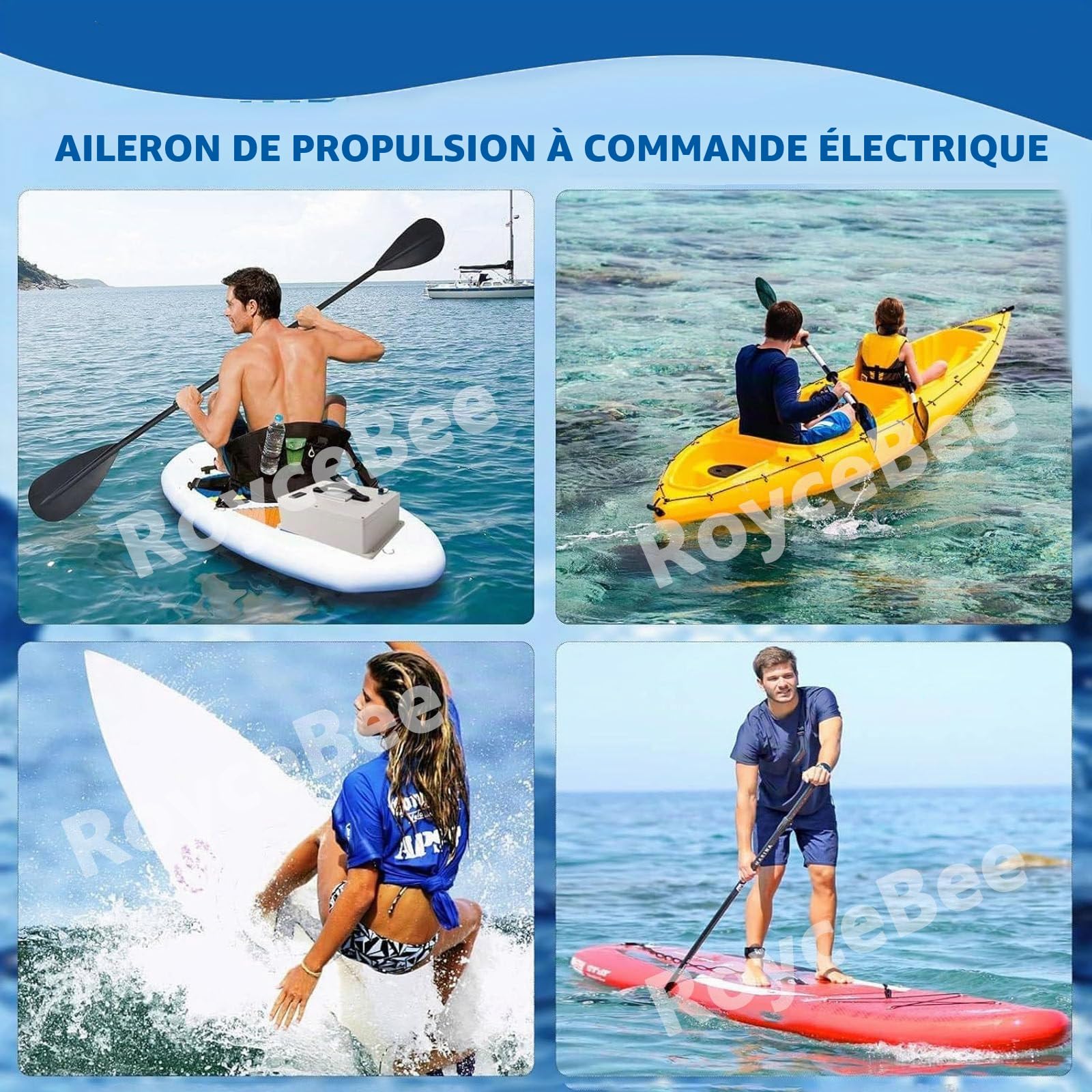 Aileron éLectrique pour Planche de Surf, Planche de Stand Up Paddle à Vitesse RéGlable, Propulseur sous-Marin, Aileron à Moteur de PousséE avec TéLéCommande