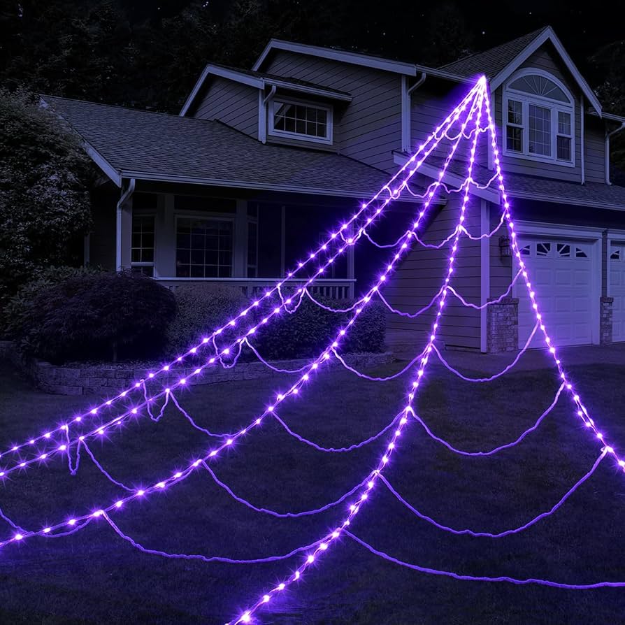 Halloween Night リゼ SP Spider Webs Halloween Decorations,5M 8Modes Super Bright