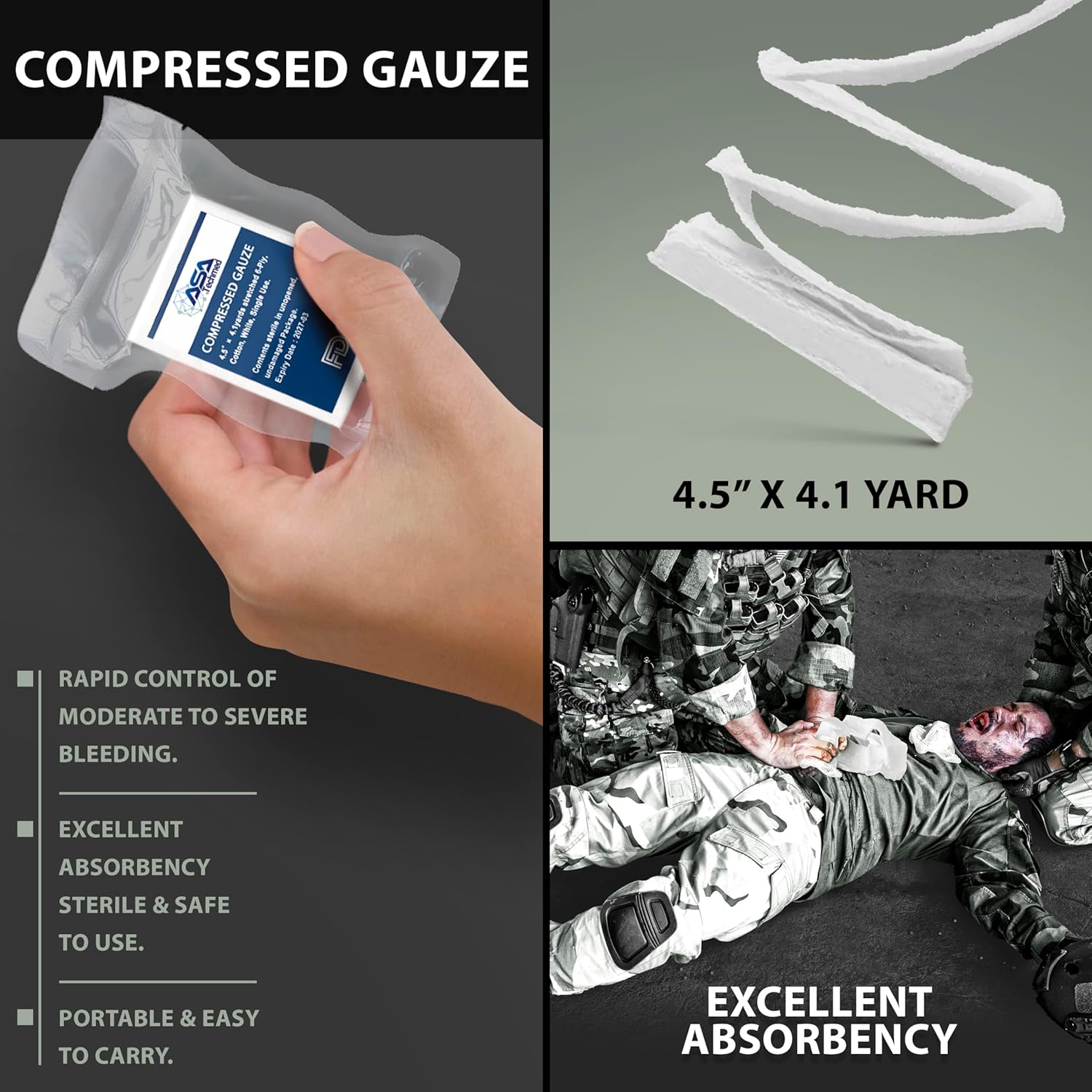 ASA Techmed Tactical First Aid Kit – Military-Grade Trauma Kit with Tourniquet for Hunting, Camping, Hiking, Fishing, Shooting, and Disaster Preparedness