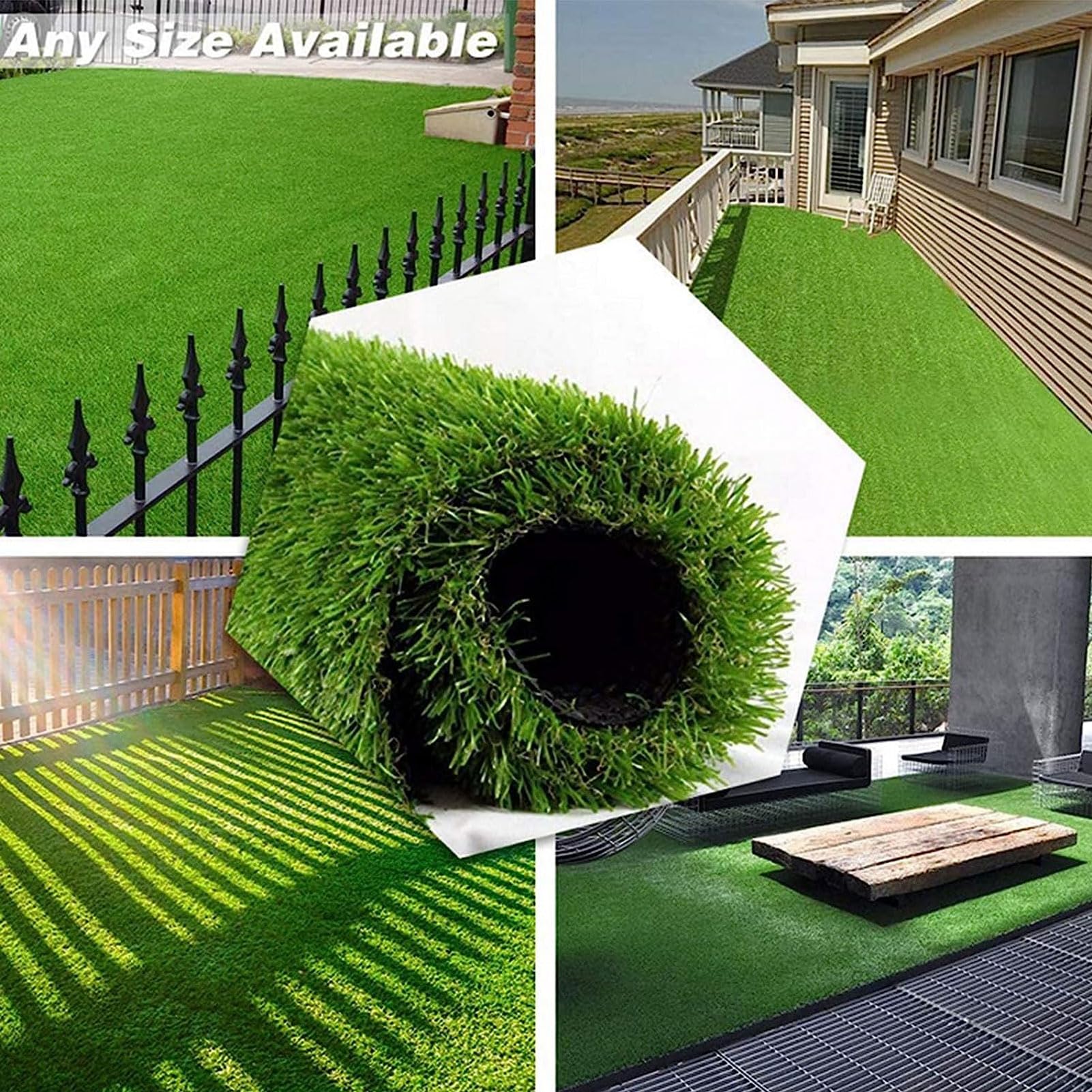 Gazon Artificiel 4 x 4 m, Gazon Artificiel, pelouse synthétique, Tapis de Gazon Artificiel Naturel et réaliste pour Jardin, terrasse, Paysage, Balcon, Hauteur des Poils 2,5 cm