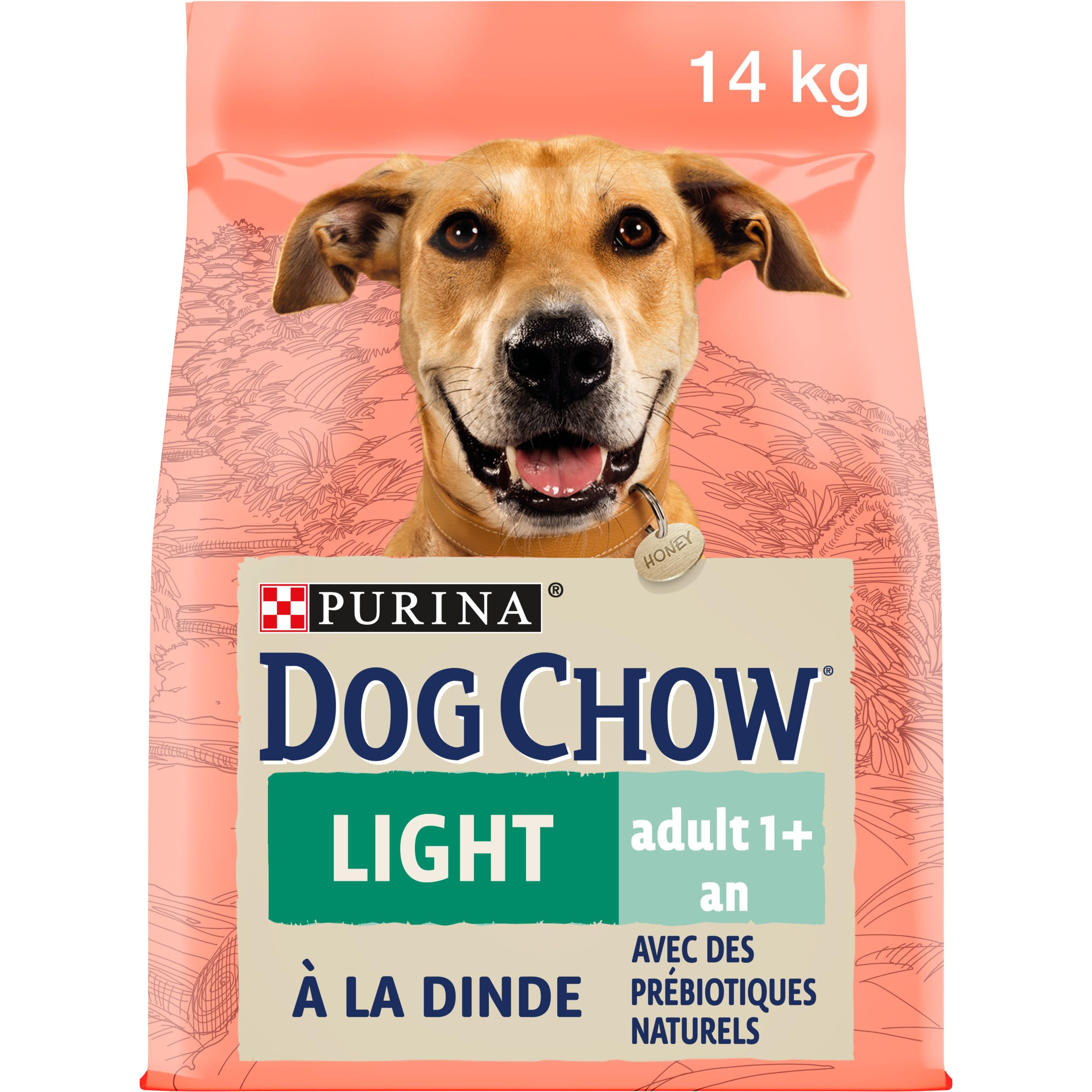 PURINA DOG CHOW | Adulte | Light Croquettes pour Chiens de Taille Moyenne |Dinde| Lot de 1 | 14 kg | Sac
