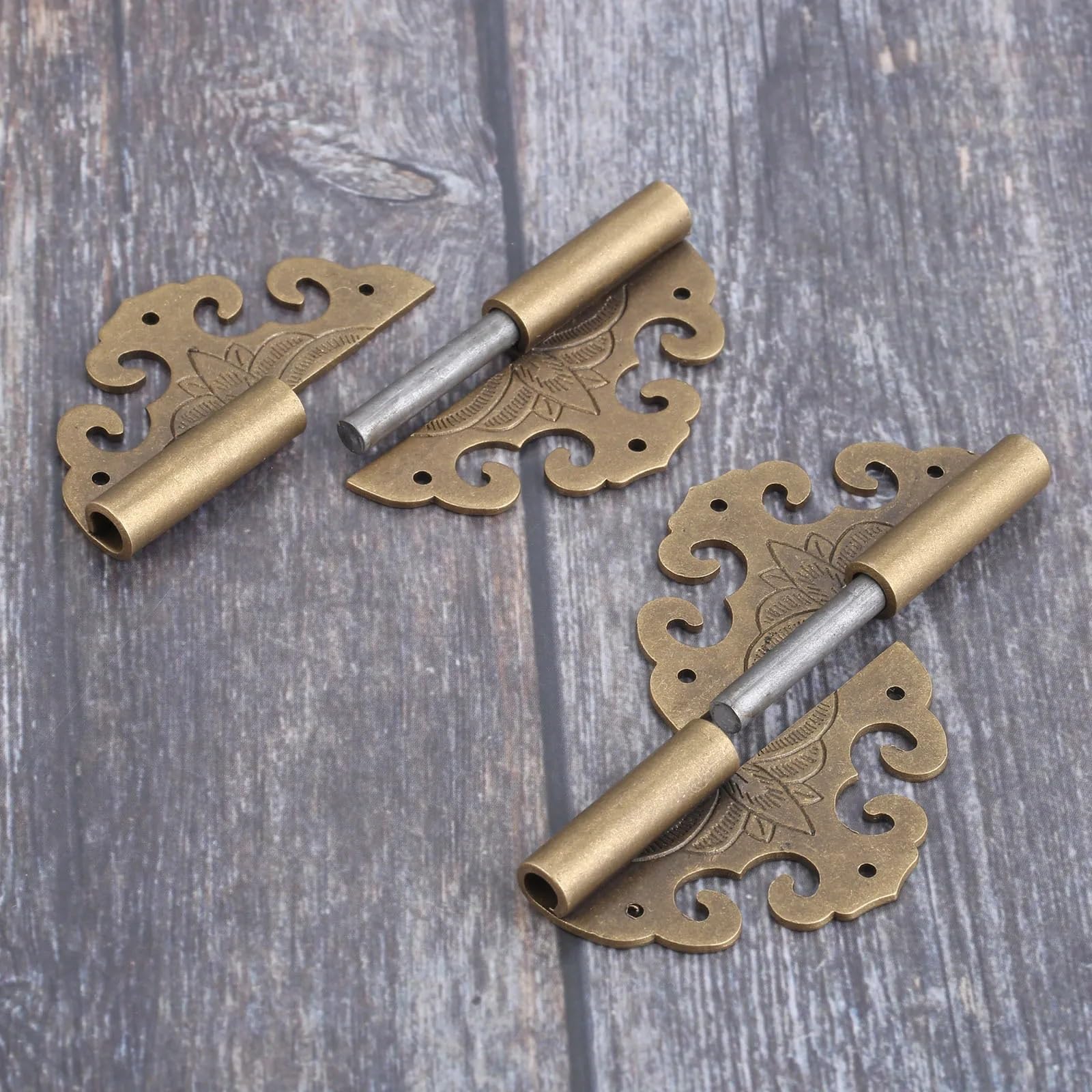 Scharniere aus Messing, Fledermaus-Blume, Dekoration, Wolkenscharniere, Holz, Geschenk-Schmuckschatulle, Scharnierbeschläge für Möbel-Hardware, 6 Stück, Schrauben, 60 x 55 mm (rechtes Messing