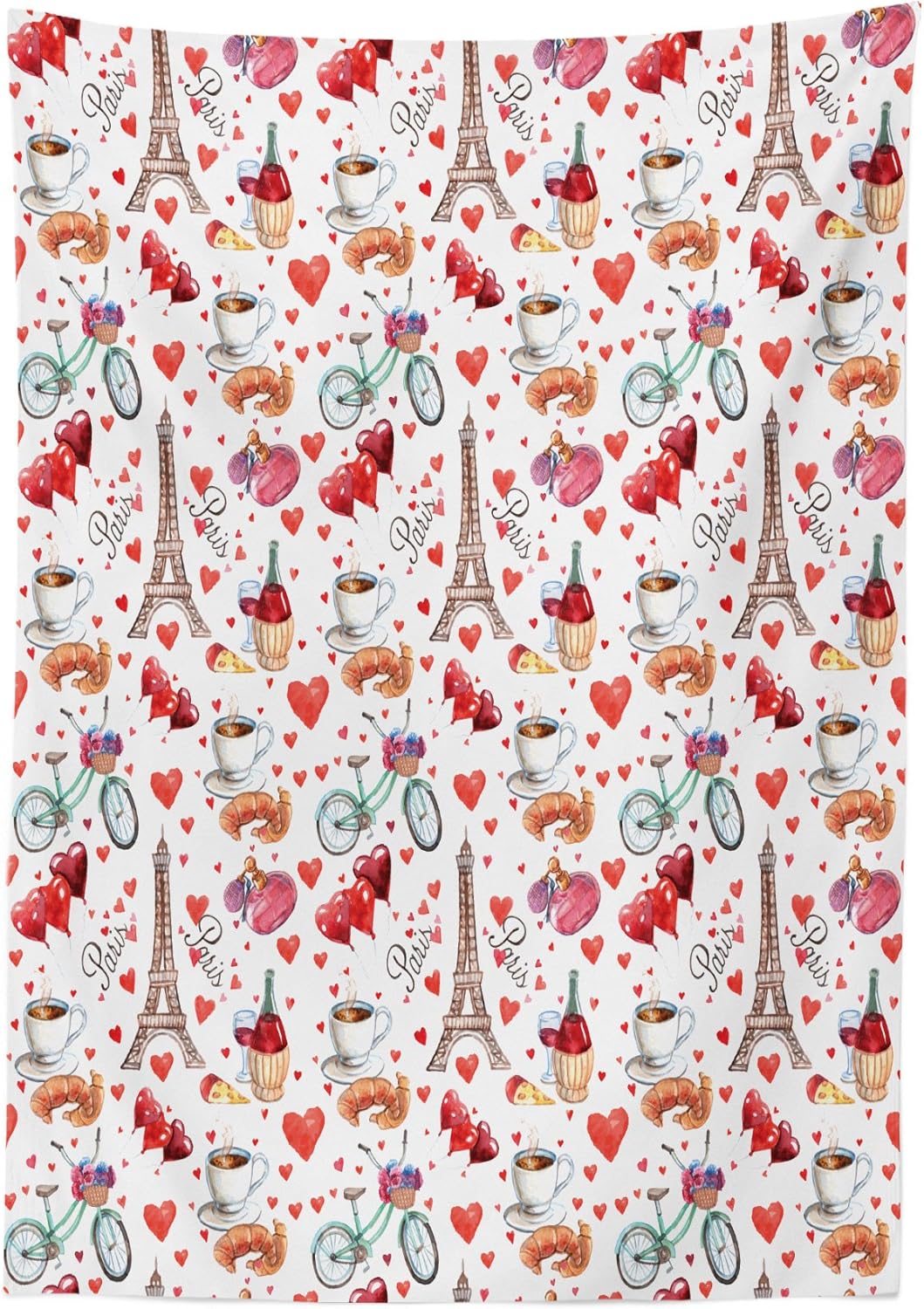 Buу 1 gеt 1 Ambesonne Romantic Tablecloth, Valentines Day Love Themed Paris Coffee Wine Parfumes Bikes with Heart Backdrop, Dining Room Kitchen Rectangular Table Cover, 60 X 84, Red Coral Flаѕh Dеаlѕ - 40% оƒƒ Ambesonne Romantic Tablecloth, Valentines Day Love Themed Paris Coffee Wine Parfumes Bikes with Heart Backdrop, Dining Room Kitchen Rectangular Table Cover, 60 X 84, Red Coral