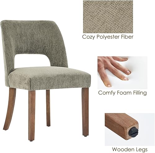 Miniatura 9 de VKNOW Juego de 6 sillas de comedor de madera, sillas de comedor tapizadas en tela modernas, sillas de cocina, silla de comedor de granja para cocina