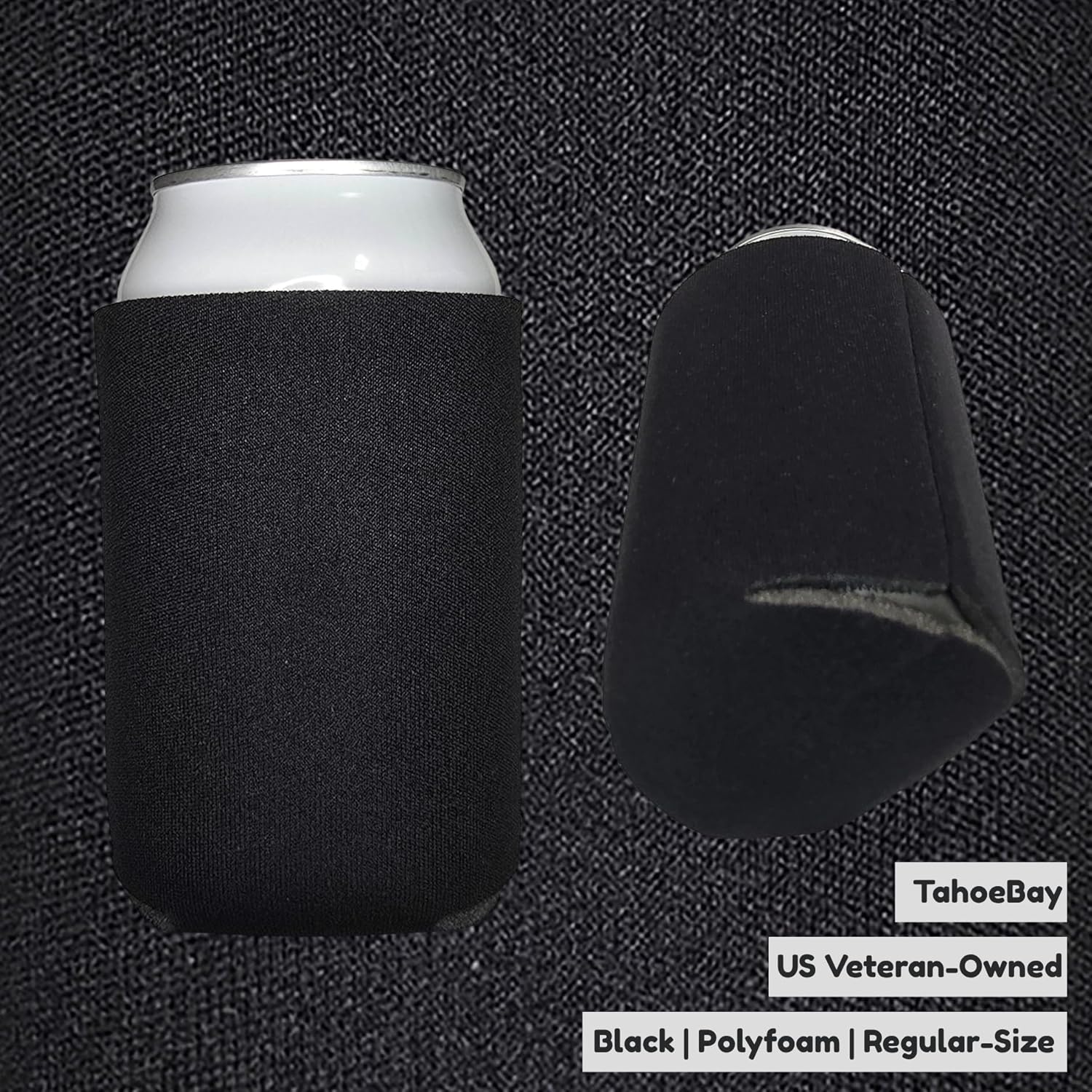 TahoeBay Bulk Blank Beer Can Cooler Sleeves (100-Pack) Sublimation Blanks for Vinyl Plain Soft Foam Can Sleeves Coolers for Soda Cans & Bottles Black, White, Assorted Solid Color (Black) - Image 2