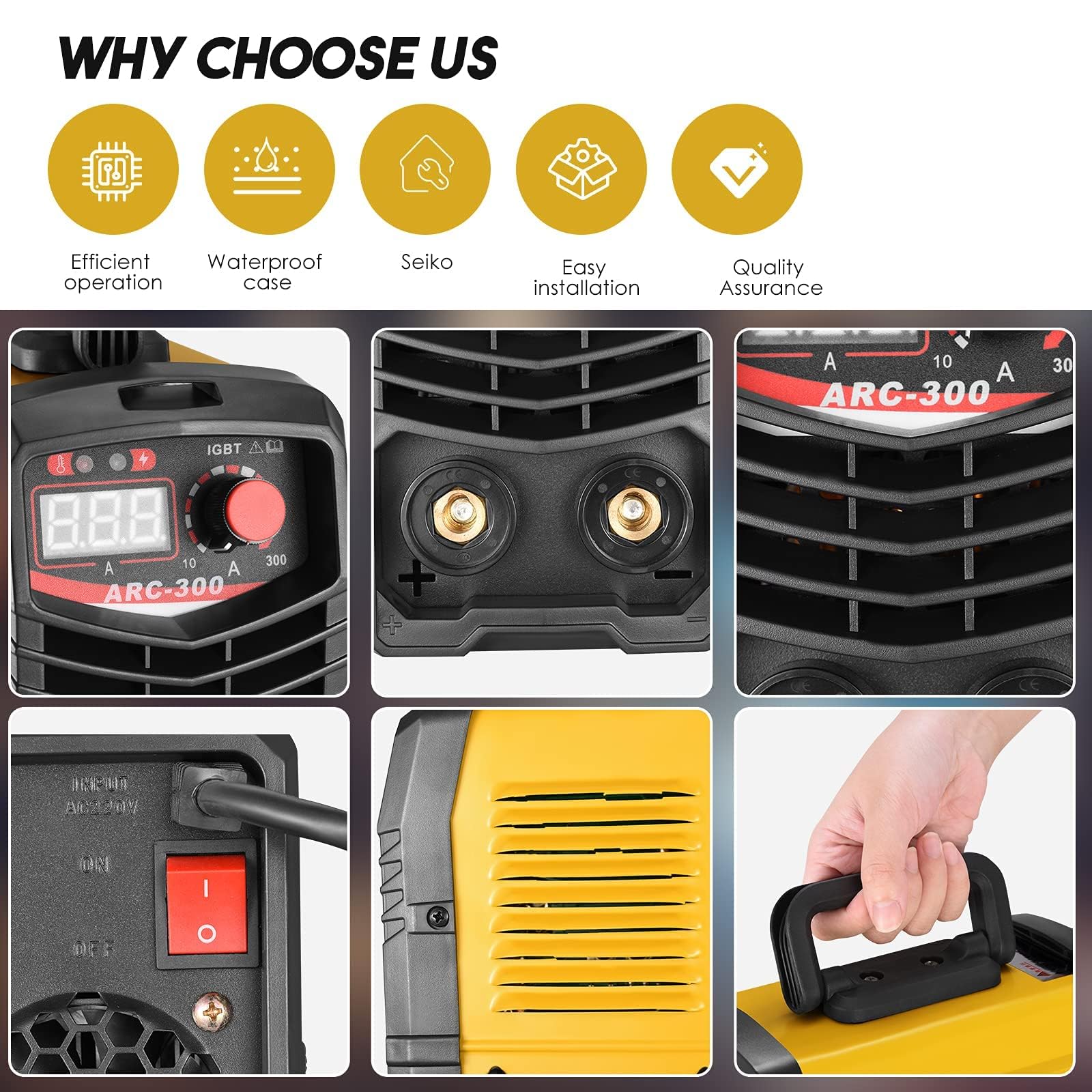 Soldador Inverter,Aomdom Profesional 300A MMA Maquina Soldar ARC IGBT Soldador de ARCO 220 V Máquina de Soldar Digital LCD Soldador Electrodo Portatil Grupo de Soldar