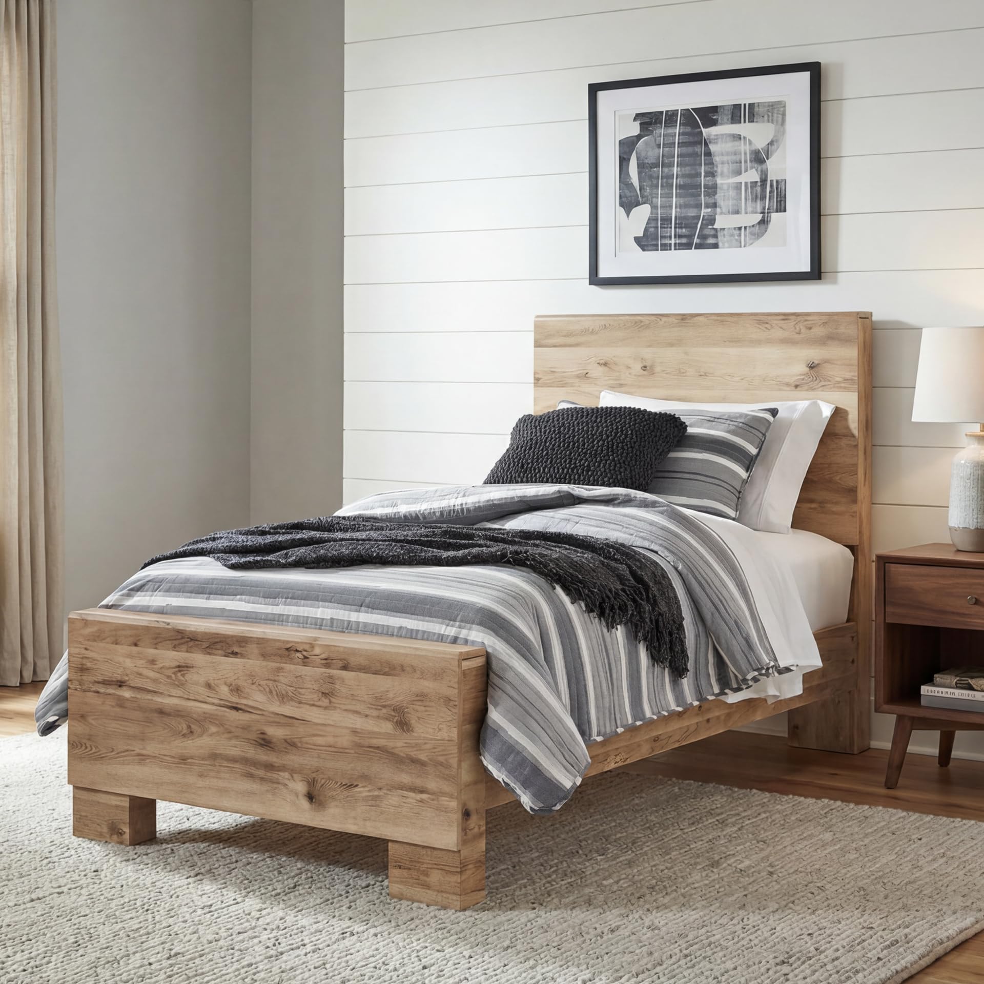 Signature Design by Ashley Hyanna Rustic Farmhouse Twin Panel Bed Frame