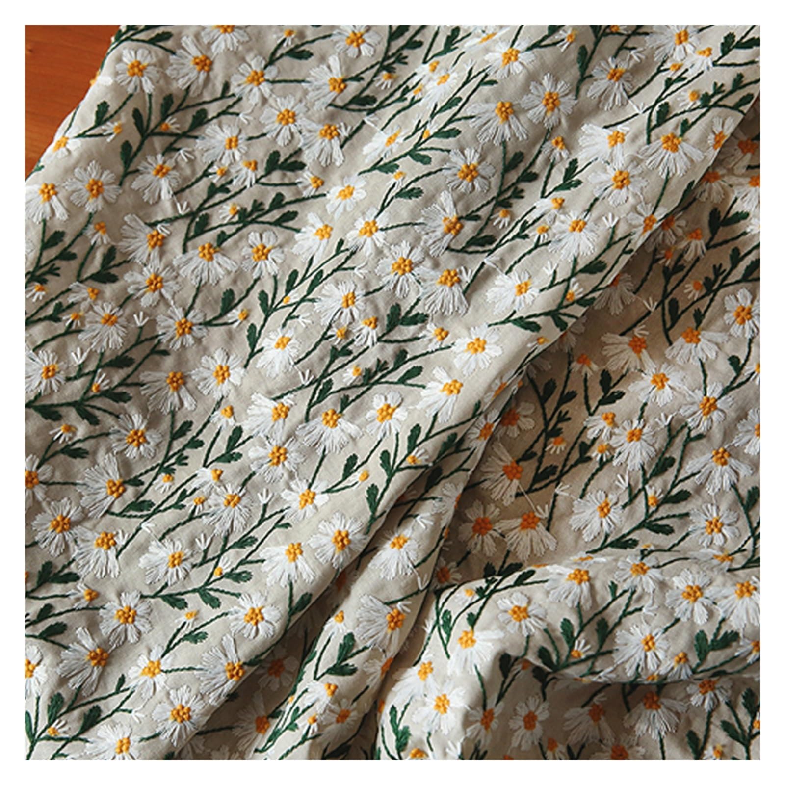 Tkanina brokatowa w kwiaty, Tkanina lniana bawełniana haftowana żakardowa 3D Daisy 50/100/200x135cm