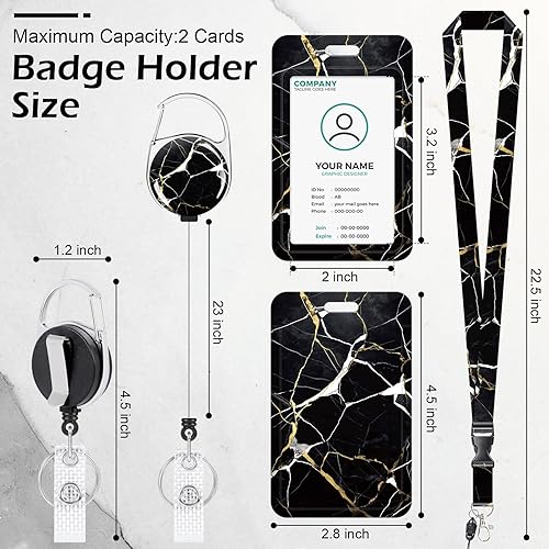 Miniatura 2 de Anseal Cordones rosados para insignias de identificación, portatarjetas retráctiles con llavero, soporte para tarjeta de crédito de identificación,