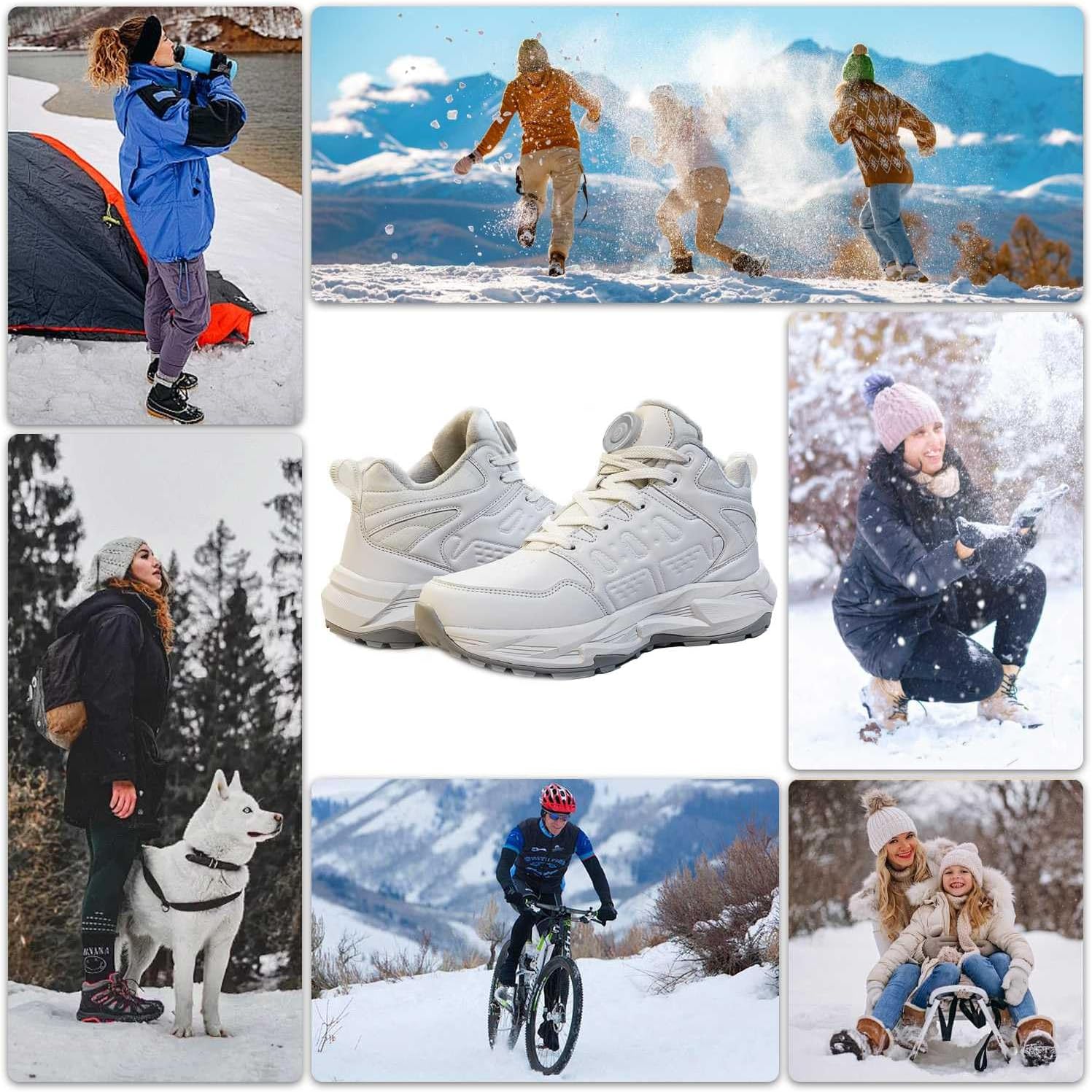 Heated Sneakers, Electric Foot Warmer Rechargeable, Fast Heating, Comfortable Lightweight Heated Shoes, Waterproof Women Men Snow Boots for Outdoor