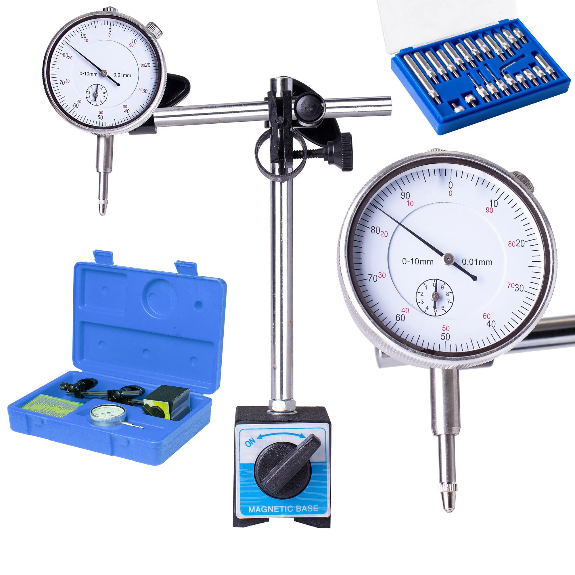 TC TECHNIC Indicateur métrique de test d'indicateur à cadran Dti + support avec horloge de