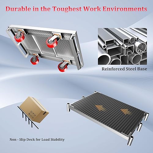 Miniatura 5 de Camión de panel resistente 2 en 1, carrito de plataforma de 36 x 24 pulgadas con alfombrilla de goma y 3 pasamanos, carrito de madera y paneles de