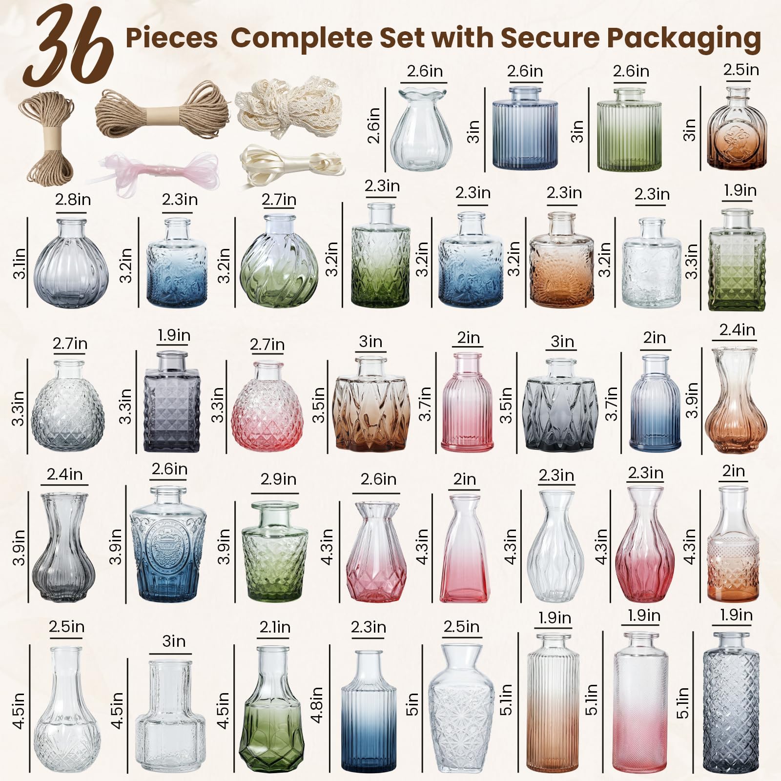 36 Glass Bud Vases - Colorful Gradient Set -3 36 Glass Bud Vases - Colorful Gradient Set -3