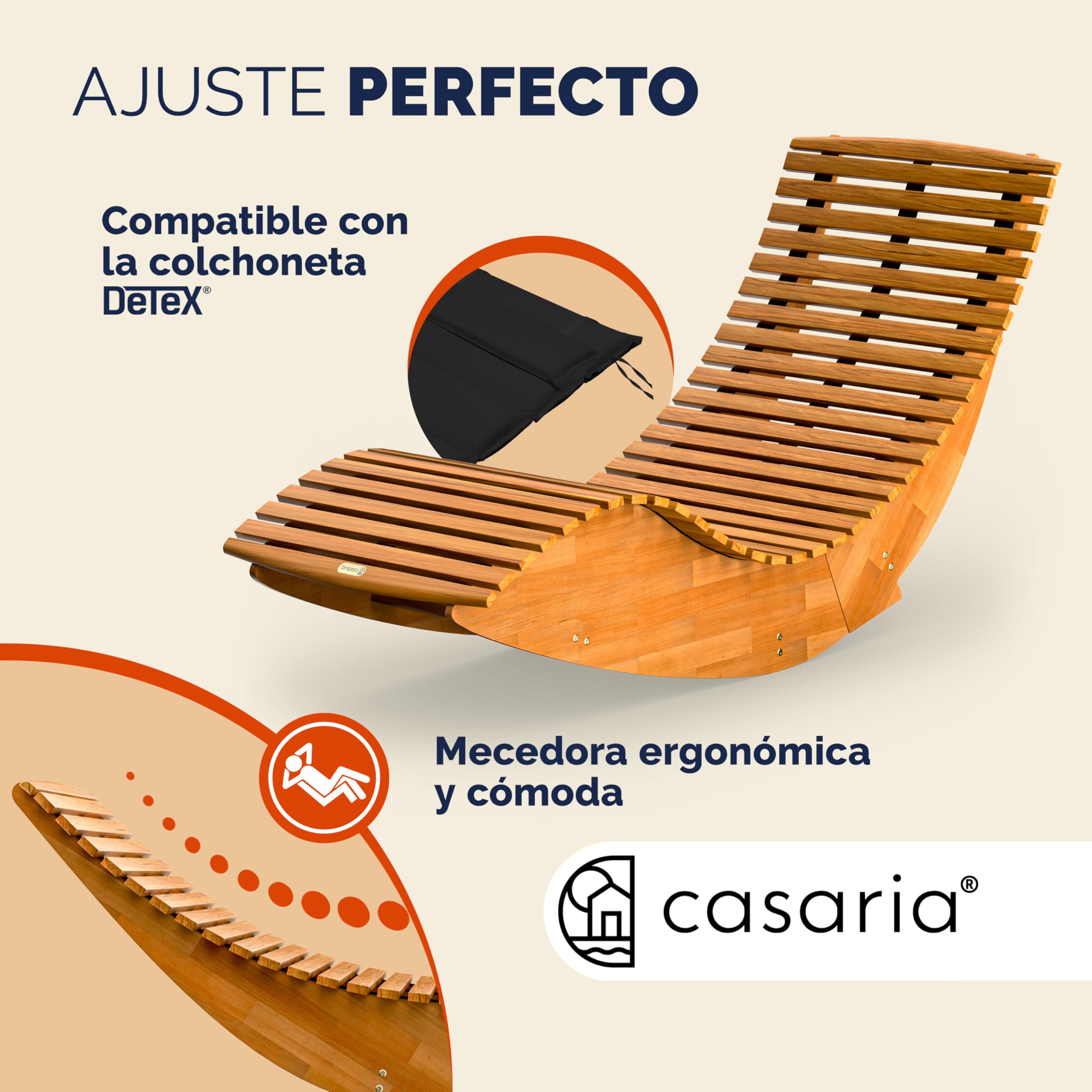 Casaria® Set 2X Tumbona Mecedora Plegable Asiento Madera Acacia FSC® Certificada 160Kg Ergonómica 154x60x78cm Resistente Intemperie Jardín Balcón