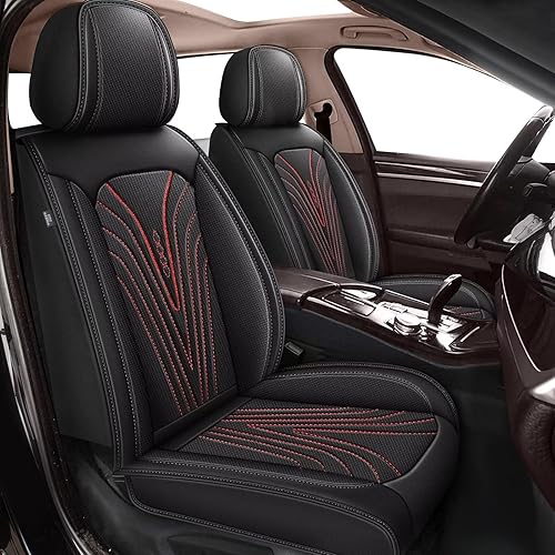 Fundas de asiento delantero para Nissan Versa 2009-2023 2024 2025, fundas de asiento automotriz de piel sintética, transpirables, impermeables,