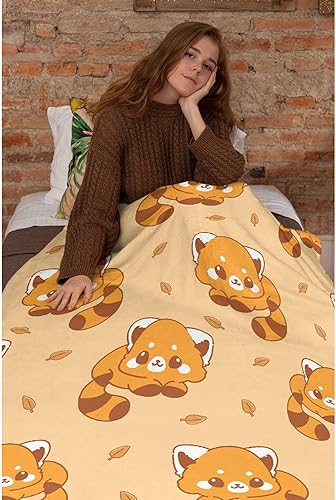 Miniatura 2 de Manta de panda rojo, regalos para amantes del panda rojo de 80 x 60 pulgadas para adultos, manta de forro polar muy suave para cama, sofá