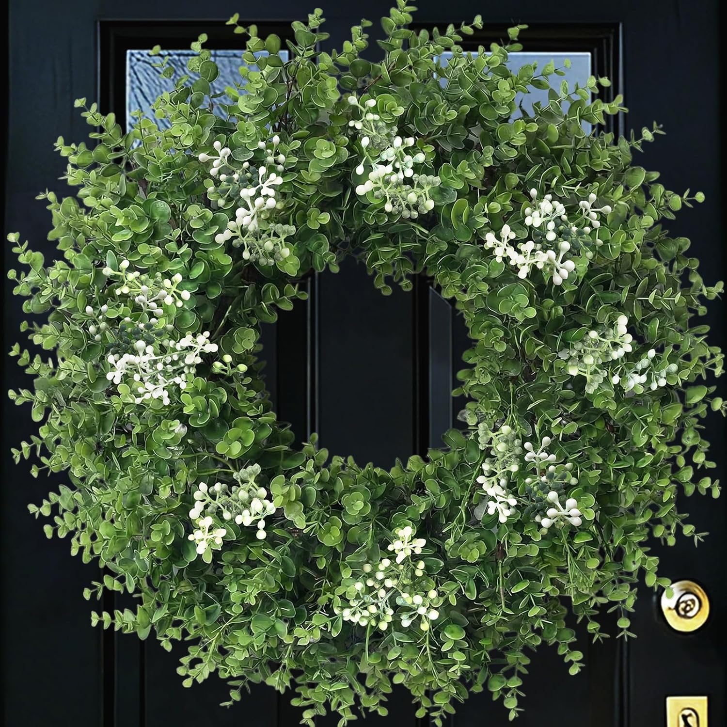 26'' Large Boxwood Wreath for Front Door Artificial Spring Wreath Boxwood Leaves Greenery Outdoor Door Wreaths for Porch Window Home Farmhouse Wall Decor Green Year Round Indoor Outdoor All Seasons
