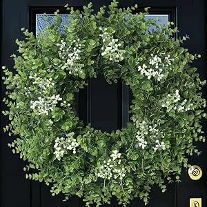Amazon.com: 26'' Large Boxwood Wreath for Front Door Artificial Spring ...