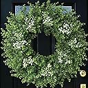 26'' Large Boxwood Wreath for Front Door Artificial Spring Wreath Boxwood Leaves Greenery Outdoor Door Wreaths for Porch Window Home Farmhouse Wall Decor Green Year Round Indoor Outdoor All Seasons