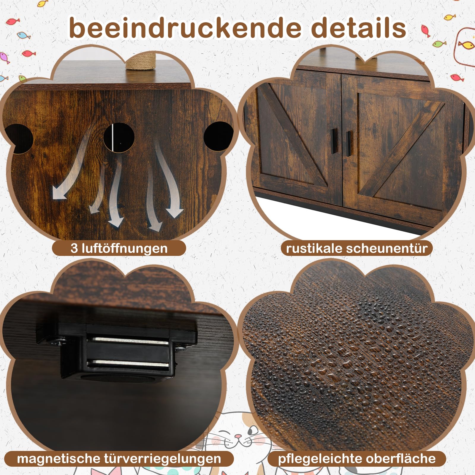 COSTWAY Kratzbaum mit Katzenklo Schrank, Katzenschrank für Katzentoilette, Katzenbaum mit Katzenhaus & Jutepfosten & Raumkapsel & Kratzmatte, All-in-One Katzenmöbel, 80 x 48 x 150 cm, Braun