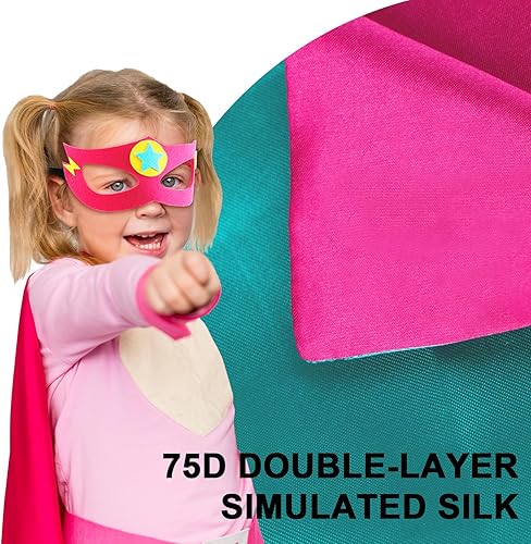 Miniatura 3 de iROLEWIN Capa y máscara de superhéroe para niños y niñas, disfraces de superhéroes como juguetes de vestirse para niños pequeños, regalos de Navidad