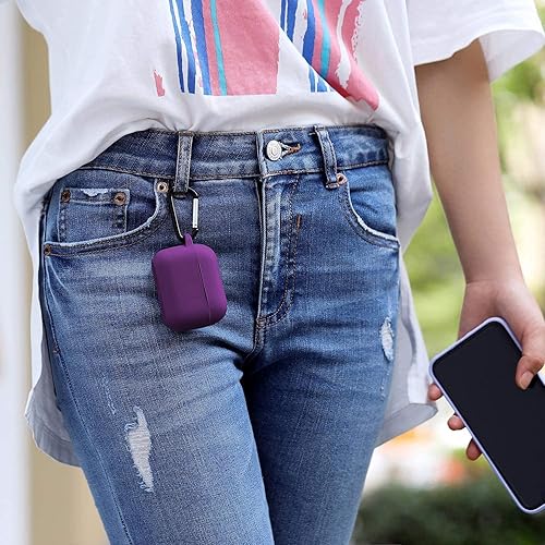 Vista 57 de Funda de silicona compatible con Apple AirPods Pro, funda protectora con mosquetón para AirPods 3 (luz de LED frontal visible)