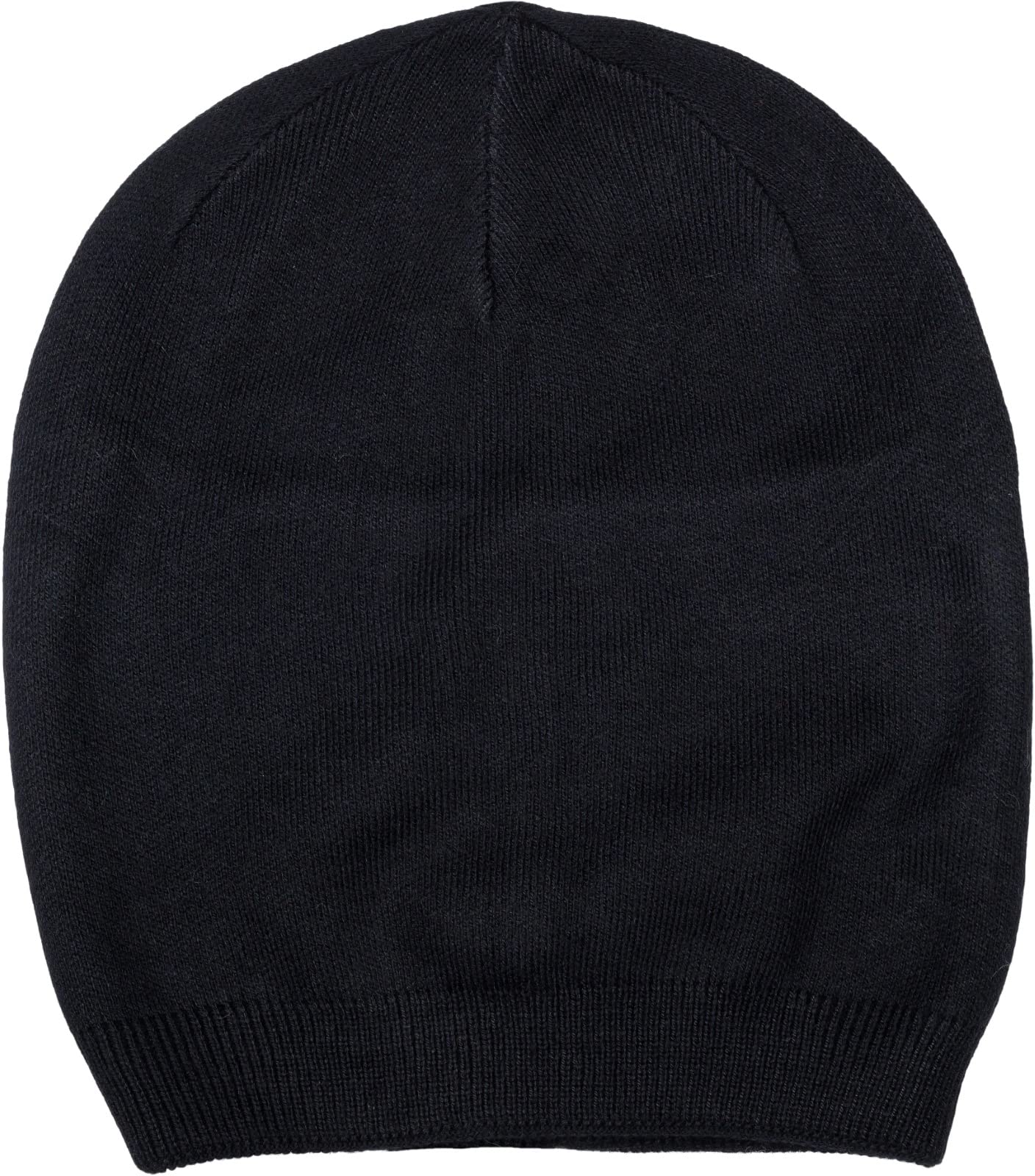 Stylebreaker Women's Black Unisex Fine Knit Beanie Hat Unicoloured With Ribbed Cuffs, Double Layered Winter Knit Hat Warm 04024195, Colour: