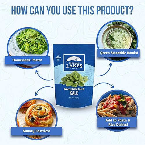 Miniatura 2 de Thousand Lakes Verduras liofilizadas  Col rizada en cubitos paquete de 2 unidades de 1 onza (2 onzas en total)  100% hojuelas de col rizada  Sin sal