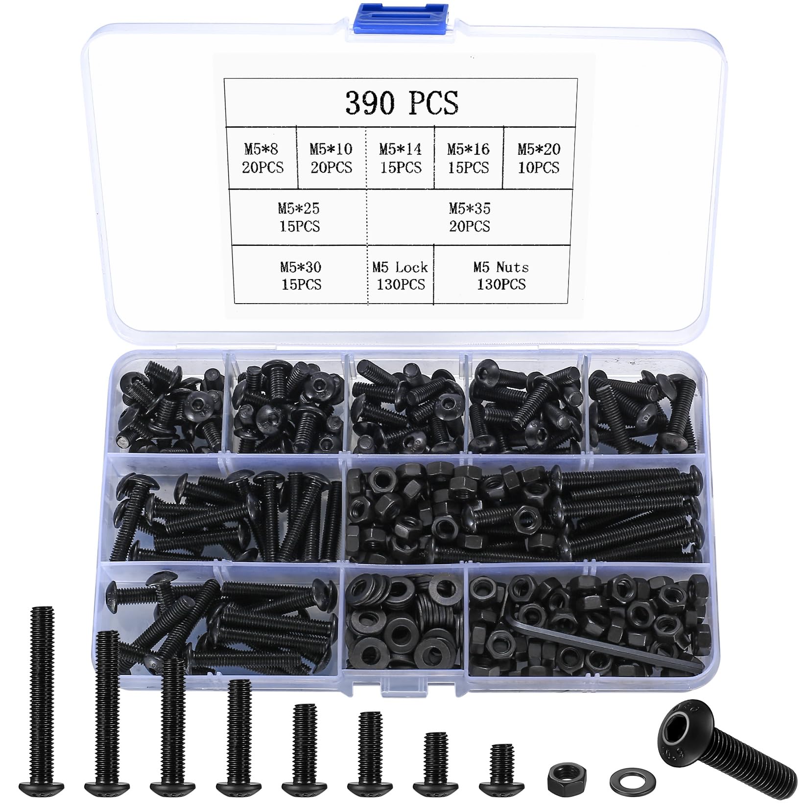 M5 * 30mm 60 Stuks 304 Roestvrijstalen Zeskantbouten Bouten en Moeren Set, Machineschroeven