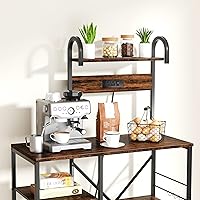 Vista 3 de JAMFLY Estante para hornear de cocina de 35.4 pulgadas con toma de corriente, mesa de café y soporte para microondas, estante de almacenamiento