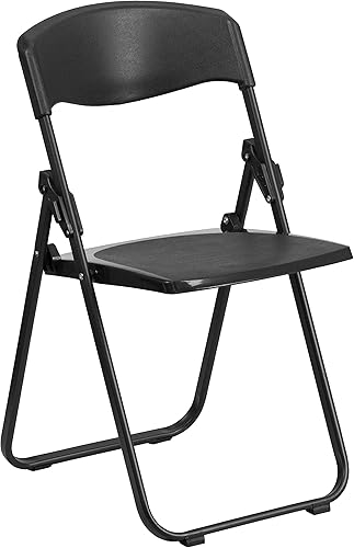 Miniatura 11 de Flash Furniture HERCULES Series - Silla plegable de plástico negro resistente de 500 libras con soportes integrados Negro