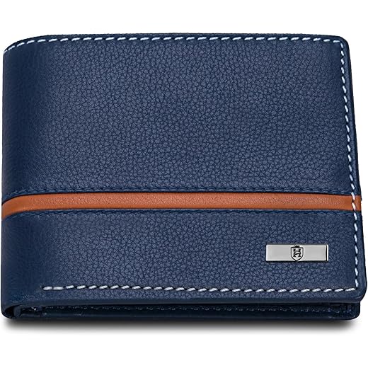 HORNBULL Denial Navy Leather Wallet for Men | Genuine Leather Wallet with RFID Blocking | Purse for Men