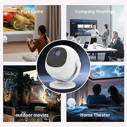 Miniatura 5 de Mini proyectores, soporte 4K con WiFi6 y Bluetooth5.2, aplicaciones integradas Full HD para interiores/exteriores, Keystone automático compatible