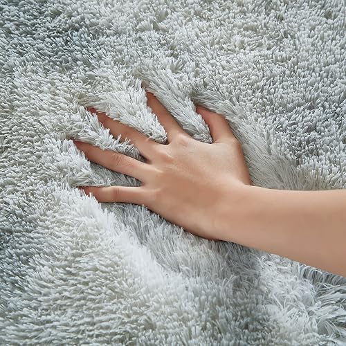 Miniatura 8 de Floralux 4x6 Shag Rug, Tie-Dye Light Grey, Modern Fluffy Rugs for Bedroom, Soft Plush Carpet for Living Room, Nursery Kids Room, Home Dorm Decor