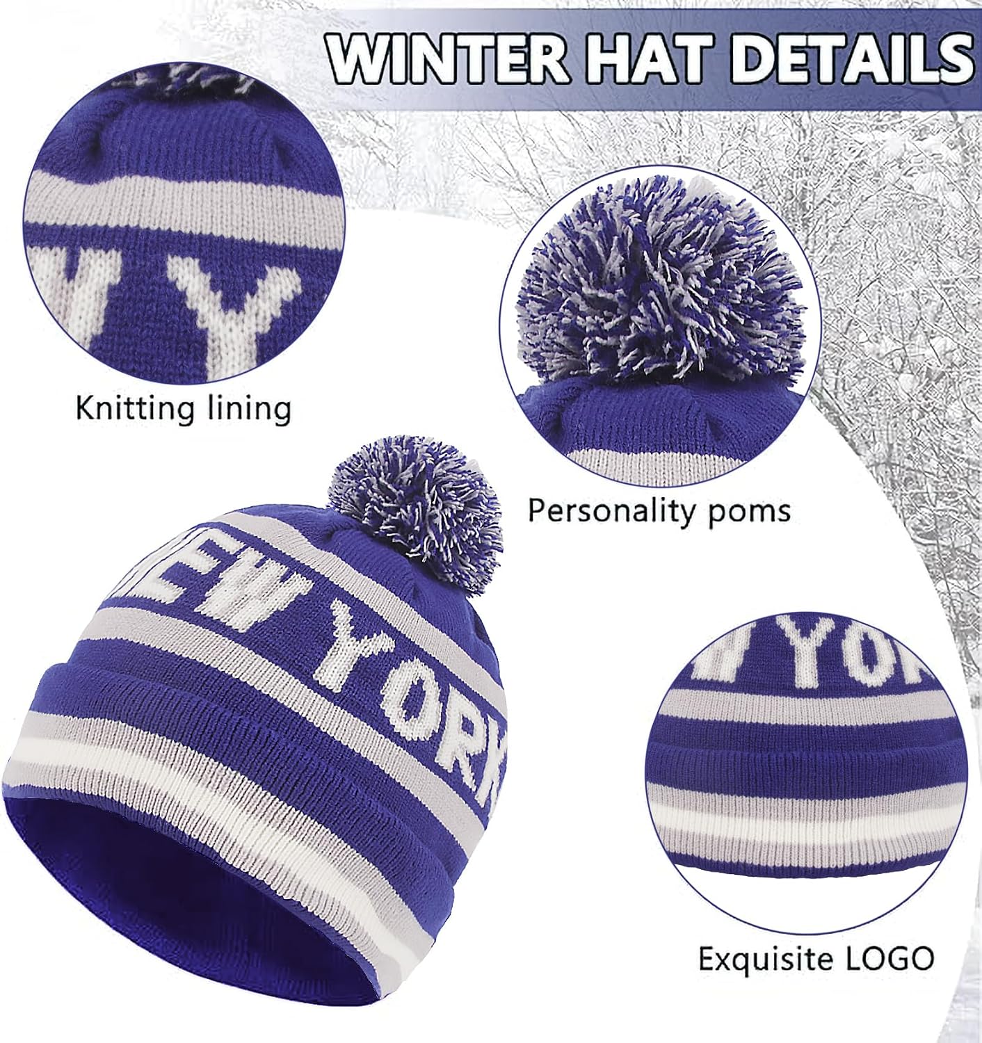 3 Set Winter Fashion Beanie Hat Knit with Warm Gloves and Scarf for Football Baseball Fans