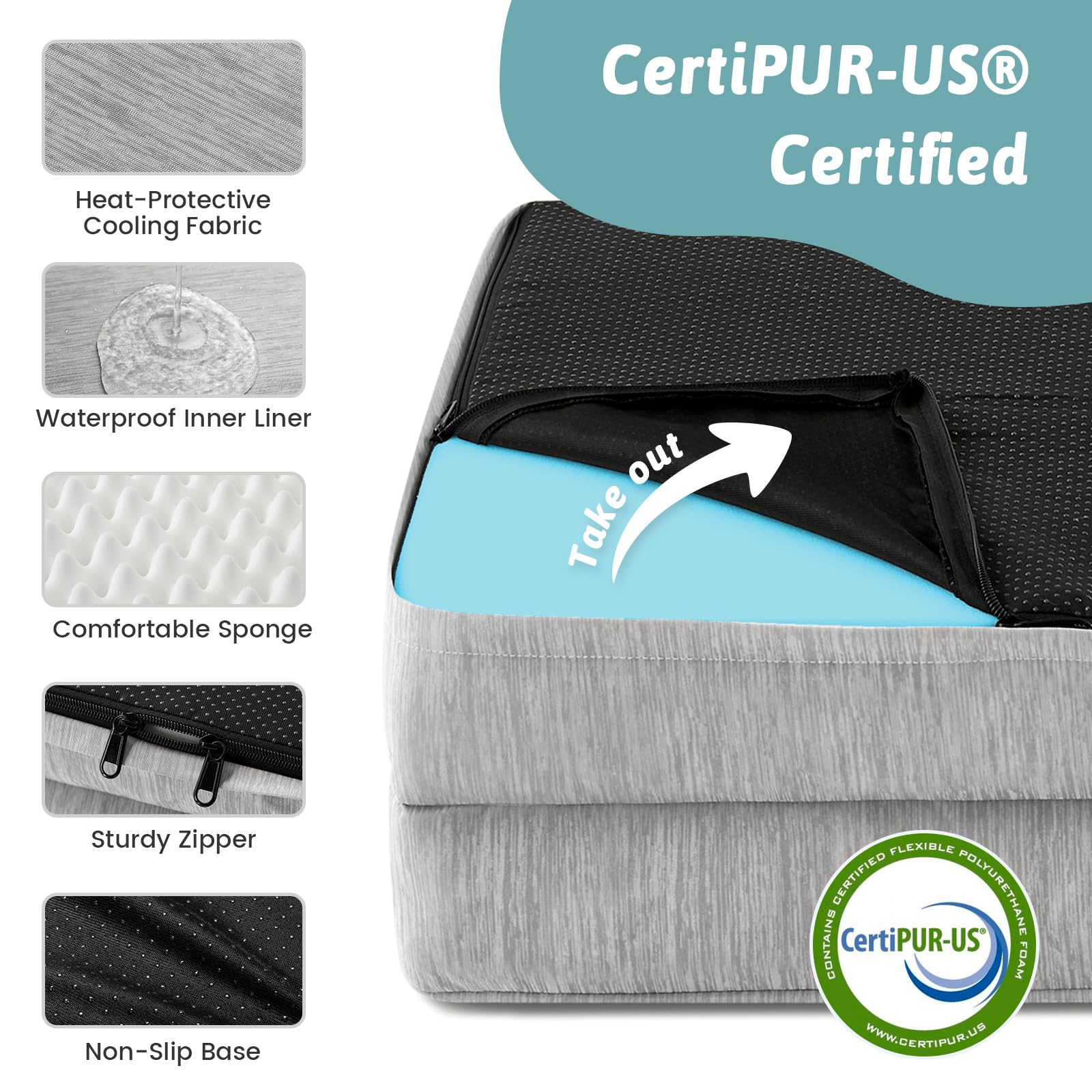 COZY KISS Kühlendes Hundebett Mittelgroße Hunde, Q-MAX>0.4 Orthopädisches Hundekorb mit Seiten, Hundesofa mit Abziehbarer Bezug & wasserdichte Innenlage, Weichhe Hundebetten, Grau, XL(107x76x18 cm)