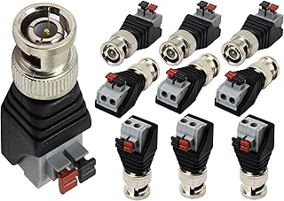 zdyCGTime BNC Video Baluns Adapter BNC Male Plug to 2 Pin/Way Screw Terminal Video Audio Spring Press Type Balun with Solderless Screw Terminal for Coax Cat5 to BNC CCTV Security Surveillance(10-pack)