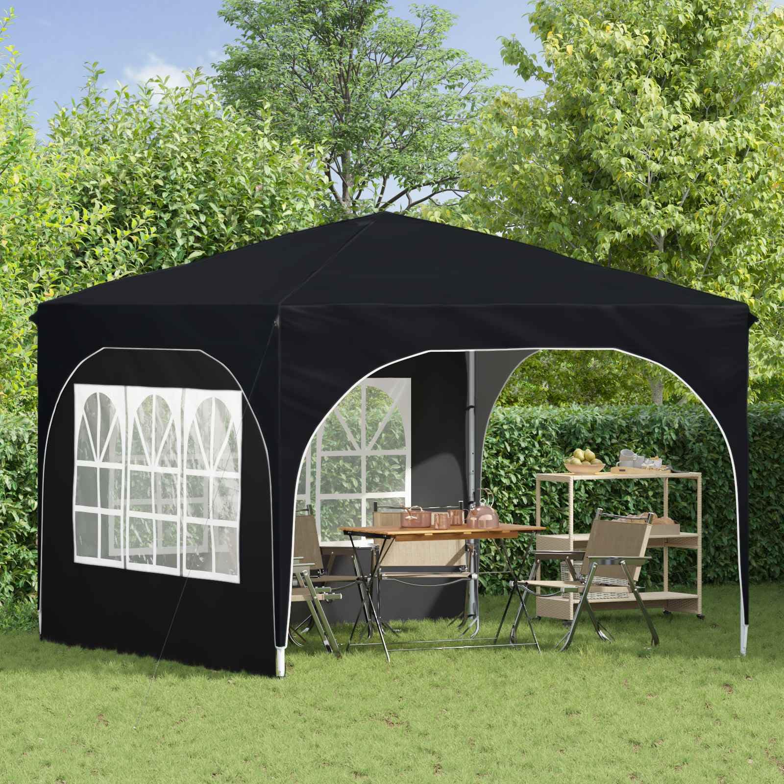 Składany namiot typu Pop-up 290 x 290 x 245 cm antracyt Oxford 210D z torbą